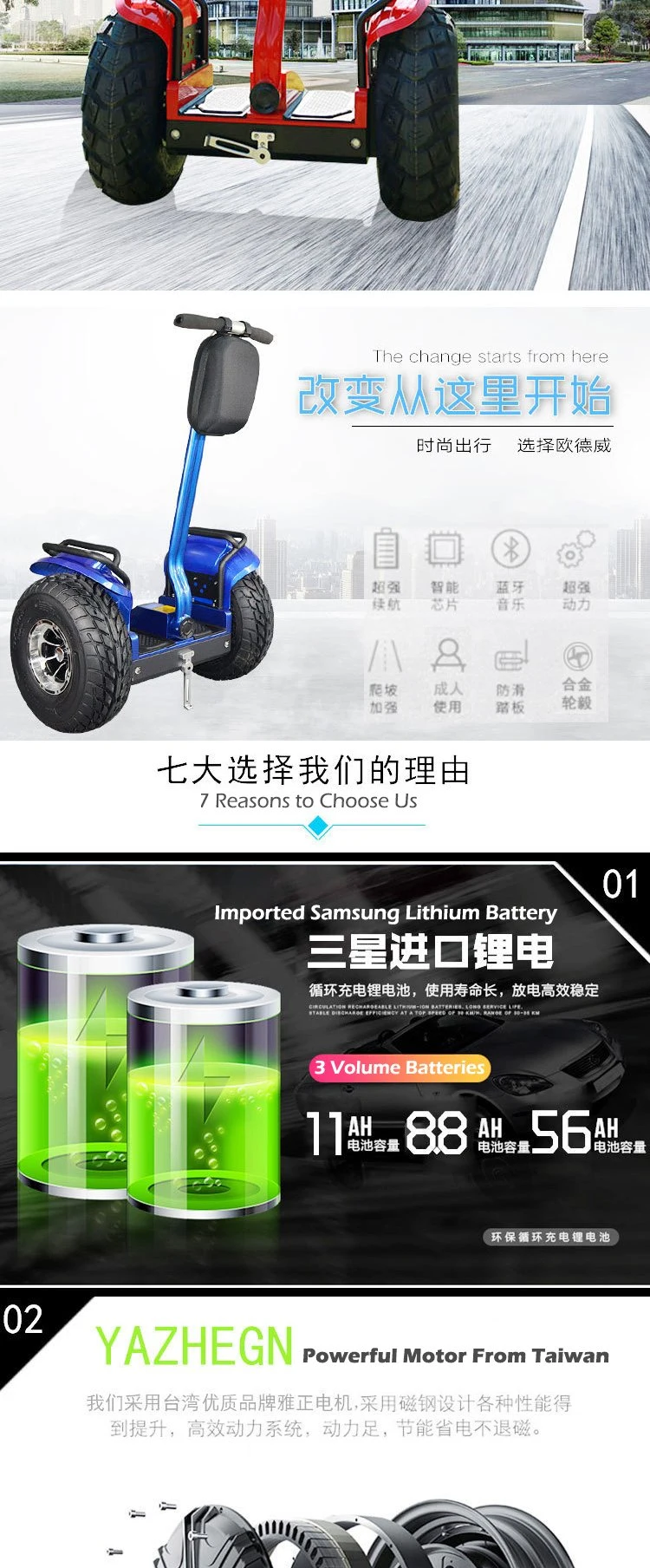 Two Wheeler off-Road Chariot Selfbalance Intelligent Self Balancing Electric Scooter 2000W Smart Gyro